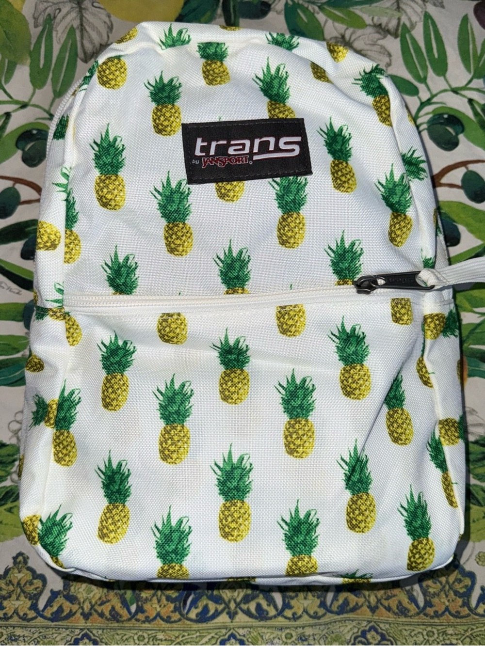 Jansport White Pineapple Print Backpack -Medium